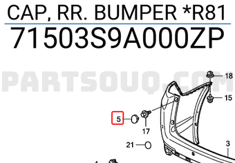 Honda 71503S9A000ZP CAP, RR. BUMPER *R81