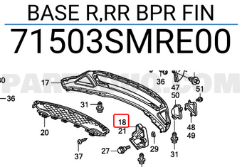 Honda 71503SMRE00 BASE R,RR BPR FIN