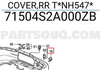 Honda 71504S2A000ZB COVER,RR T*NH547*