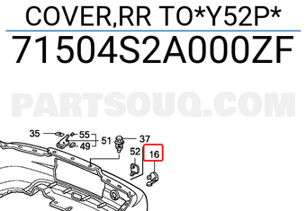 Honda 71504S2A000ZF COVER,RR TO*Y52P*