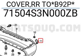 Honda 71504S3N000ZB COVER,RR TO*B92P*