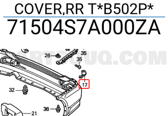 Honda 71504S7A000ZA COVER,RR T*B502P*