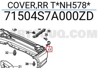 Honda 71504S7A000ZD COVER,RR T*NH578*