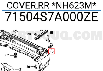 Honda 71504S7A000ZE COVER,RR *NH623M*