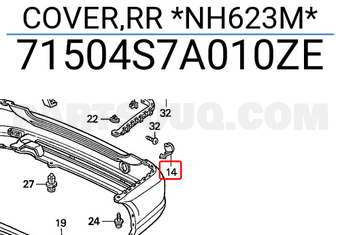Honda 71504S7A010ZE COVER,RR *NH623M*