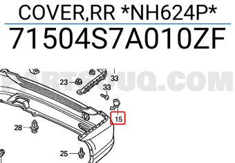 Honda 71504S7A010ZF COVER,RR *NH624P*