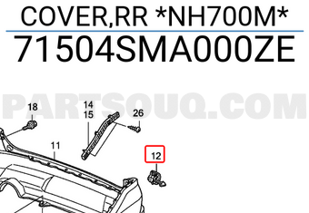 Honda 71504SMA000ZE COVER,RR *NH700M*