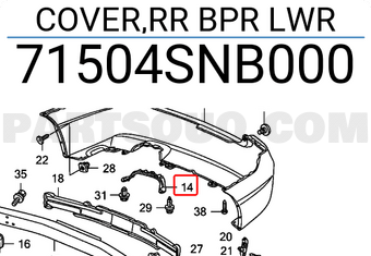 Honda 71504SNB000 COVER,RR BPR LWR