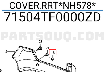 Honda 71504TF0000ZD COVER,RRT*NH578*
