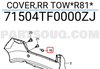 Honda 71504TF0000ZJ COVER,RR TOW*R81*