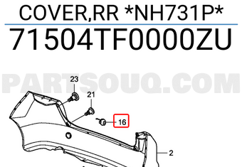Honda 71504TF0000ZU COVER,RR *NH731P*