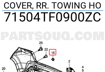 Honda 71504TF0900ZC COVER, RR. TOWING HO
