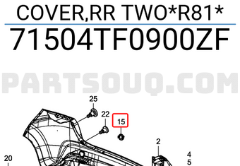 Honda 71504TF0900ZF COVER,RR TWO*R81*