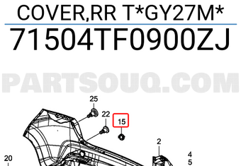 Honda 71504TF0900ZJ COVER,RR T*GY27M*