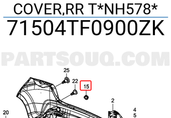 Honda 71504TF0900ZK COVER,RR T*NH578*