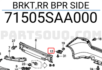 Honda 71505SAA000 BRKT,RR BPR SIDE