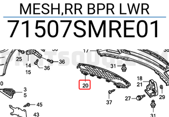 Honda 71507SMRE01 MESH,RR BPR LWR
