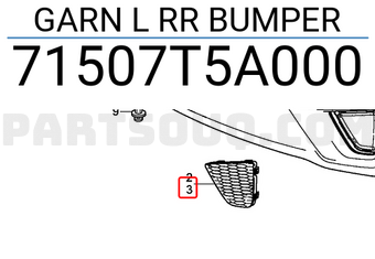 Honda 71507T5A000 GARN L RR BUMPER
