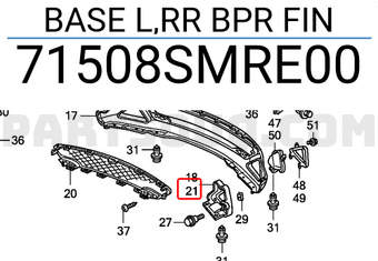 Honda 71508SMRE00 BASE L,RR BPR FIN
