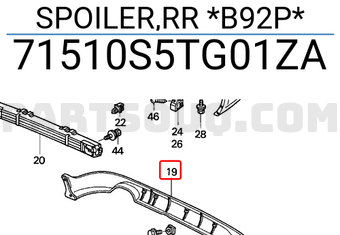 Honda 71510S5TG01ZA SPOILER,RR *B92P*