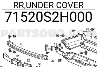 Honda 71520S2H000 RR,UNDER COVER