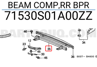 Honda 71530S01A00ZZ BEAM COMP,RR BPR