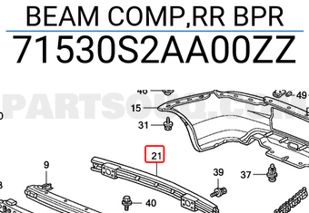 Honda 71530S2AA00ZZ BEAM COMP,RR BPR