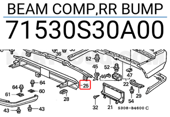 Honda 71530S30A00 BEAM COMP,RR BUMP
