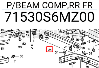 Honda 71530S6MZ00 P/BEAM COMP,RR FR