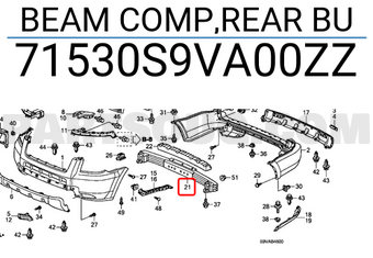 Honda 71530S9VA00ZZ BEAM COMP,REAR BU