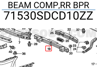 Honda 71530SDCD10ZZ BEAM COMP,RR BPR