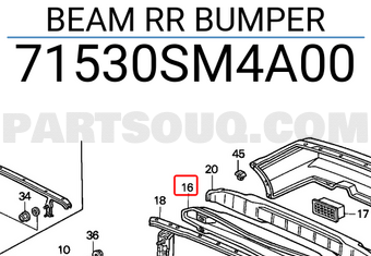 Honda 71530SM4A00 BEAM RR BUMPER