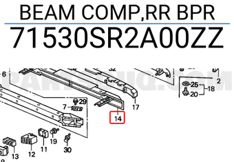 Honda 71530SR2A00ZZ BEAM COMP,RR BPR