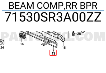 Honda 71530SR3A00ZZ BEAM COMP,RR BPR