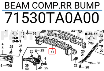 Honda 71530TA0A00 BEAM COMP,RR BUMP