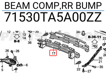 Honda 71530TA5A00ZZ BEAM COMP,RR BUMP