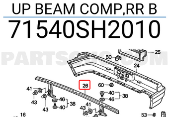 Honda 71540SH2010 UP BEAM COMP,RR B