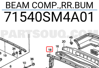 Honda 71540SM4A01 BEAM COMP.,RR.BUM