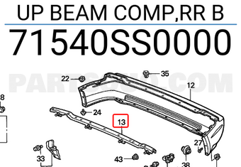 Honda 71540SS0000 UP BEAM COMP,RR B