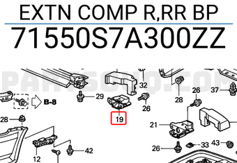 Honda 71550S7A300ZZ EXTN COMP R,RR BP