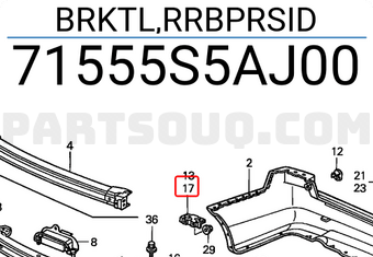 Honda 71555S5AJ00 BRKTL,RRBPRSID