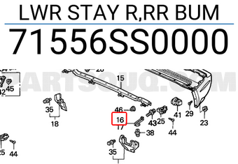 Honda 71556SS0000 LWR STAY R,RR BUM