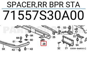 Honda 71557S30A00 SPACER,RR BPR STA
