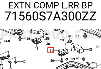 Honda 71560S7A300ZZ EXTN COMP L,RR BP