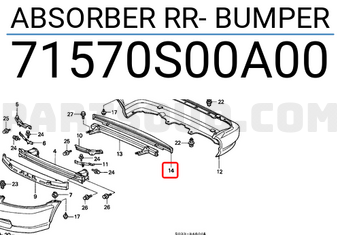 Honda 71570S00A00 ABSORBER RR- BUMPER