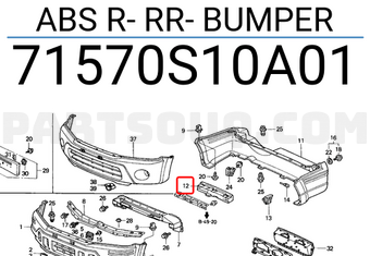 Honda 71570S10A01 ABS R- RR- BUMPER