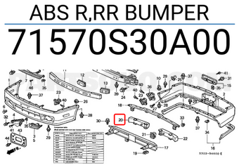 Honda 71570S30A00 ABS R,RR BUMPER