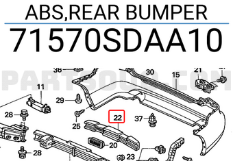 Honda 71570SDAA10 ABS,REAR BUMPER