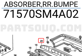 Honda 71570SM4A02 ABSORBER,RR.BUMPE