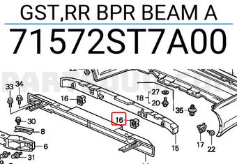 Honda 71572ST7A00 GST,RR BPR BEAM A